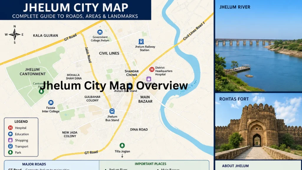 Jhelum City Map Overview