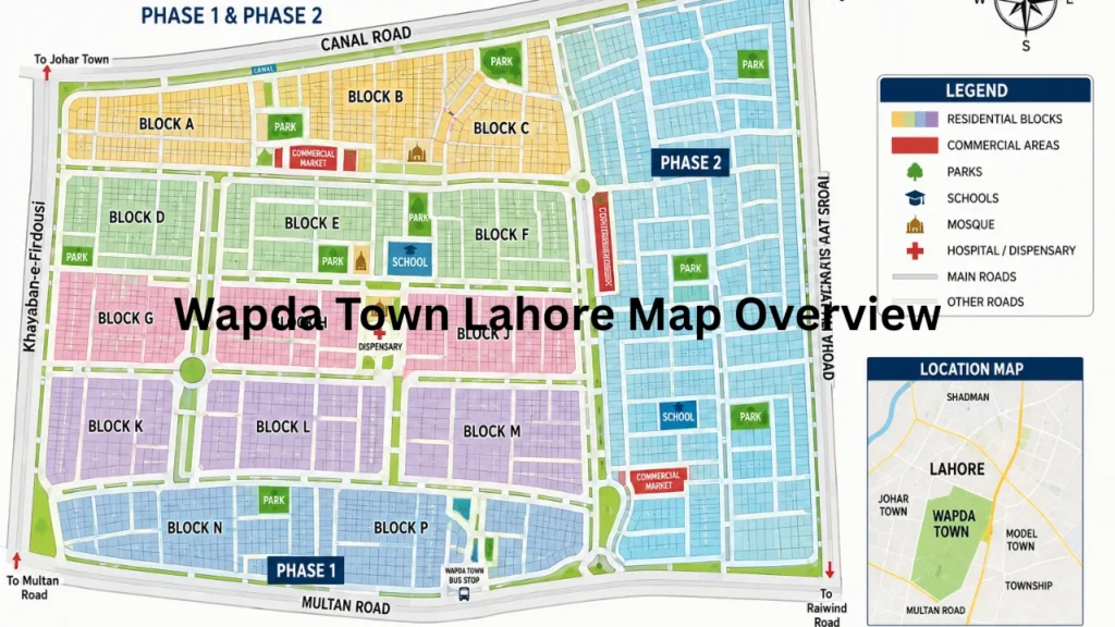 Wapda Town Lahore Map Overview